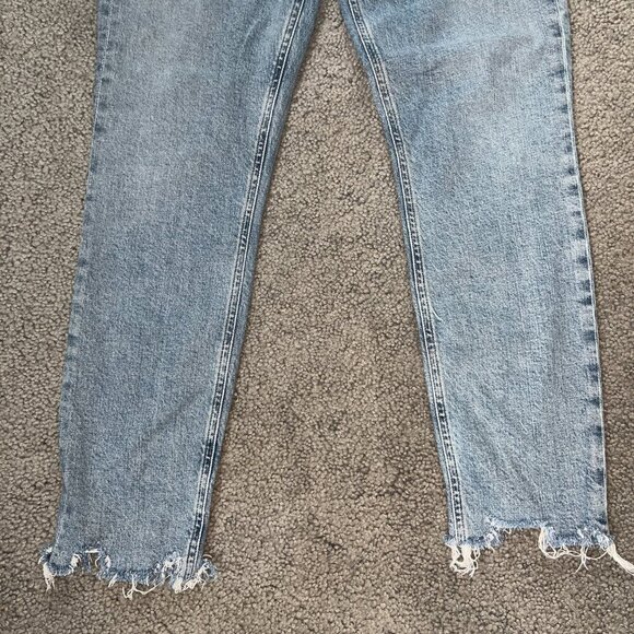 AGOLDE LOS ANGELES SOPHIE CHEWED HEM ORGANICALLY GROWN COTTON BLEND BLUE JEAN 29 - Picture 7 of 11